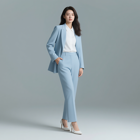 浅蓝修身职业装