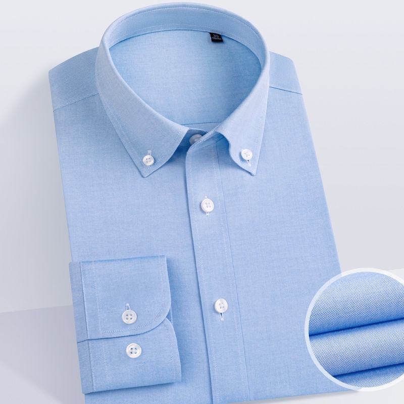 全棉牛津免烫男式长袖衬衫