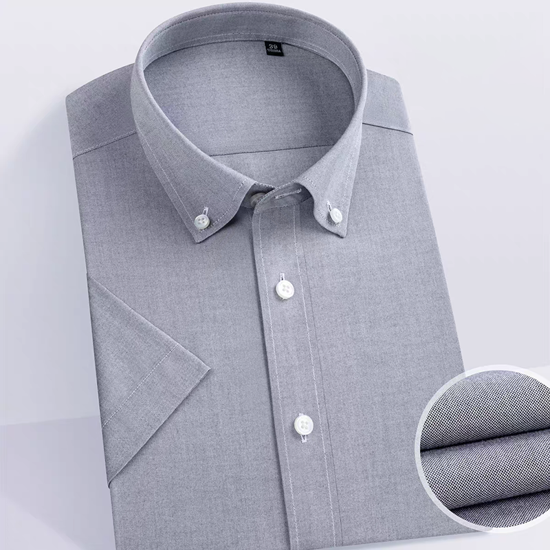 全棉牛津舒适男式短袖衬衫