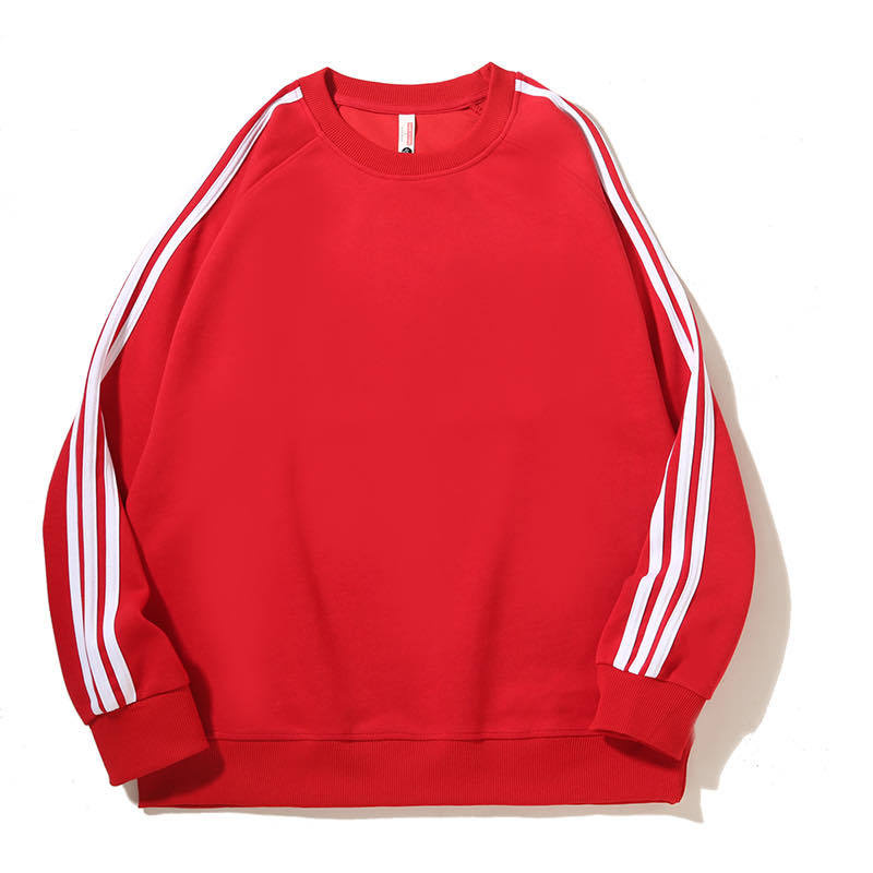 290G三道杠复合牛奶丝纯色圆领长袖卫衣BC1-三道杠常规款